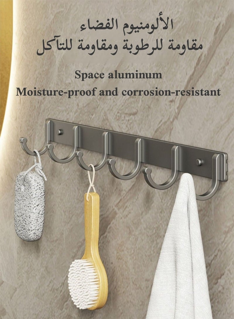 Wall Hook Gun Grey, Non Perforated Bathroom Hooks, Bedroom Storage, Hanger Hooks, Space Aluminum Wall Hanger Coat Hook Rail for Coat Hat Towel Purse Robes Mudroom Bathroom - Image 3